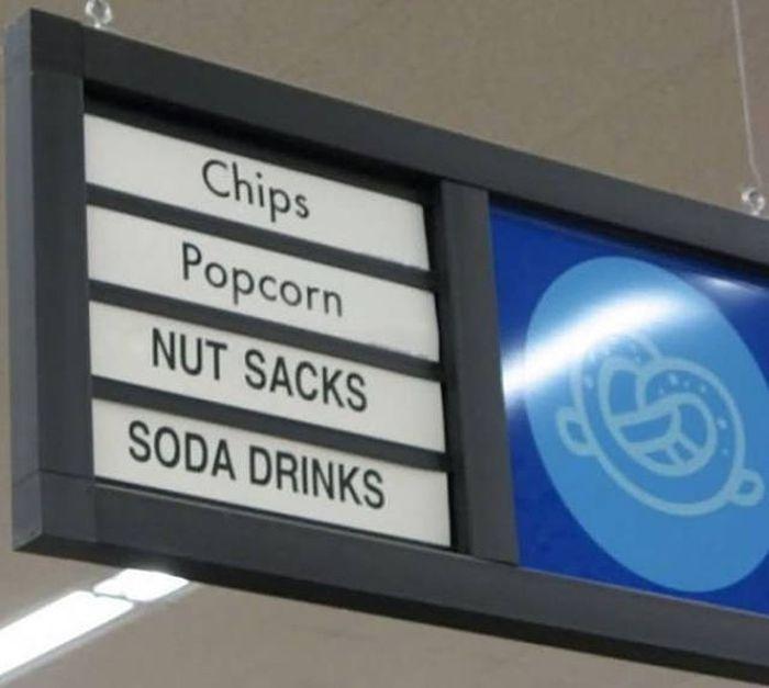  'Nut sacks' were on offer at this store along with chips, popcorn and soda