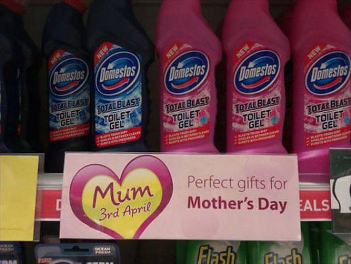  Staff appear to claim mum's want household cleaning products for Mother's day in this embarrassing blunder