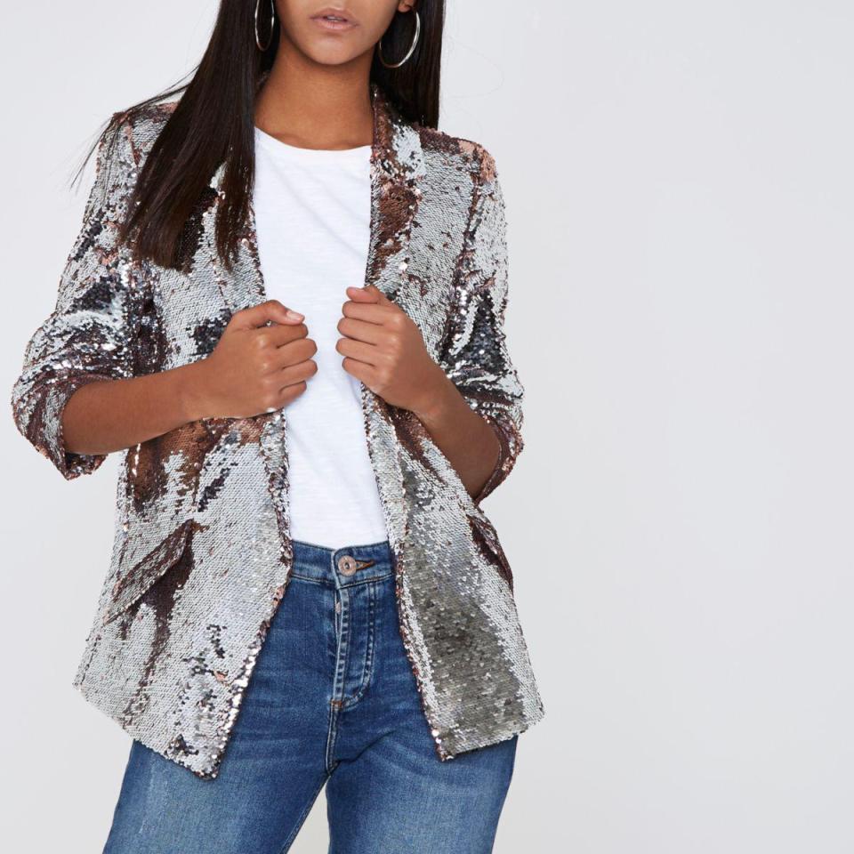  A sequin jacket from River Island's mainline collection costs £68