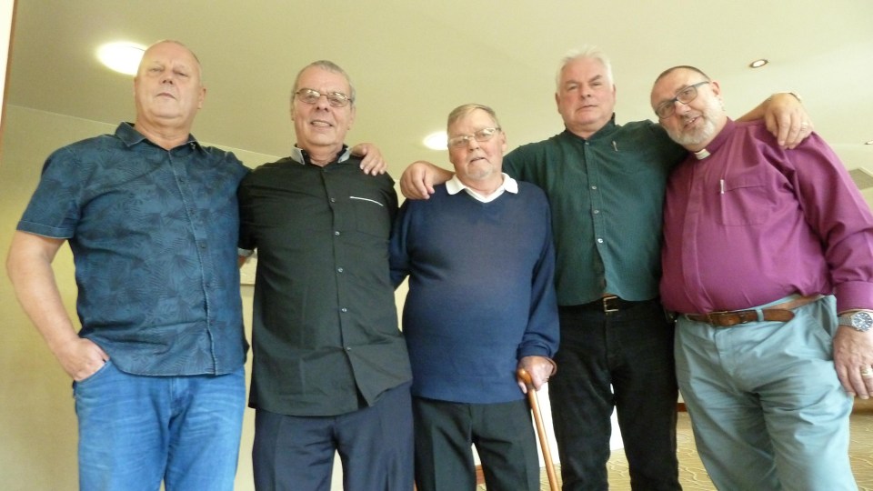 David Gray, right, with (L-R) Bernard King, Terry Kilbride and Tommy Rhattigan, who escaped the Moors urderers