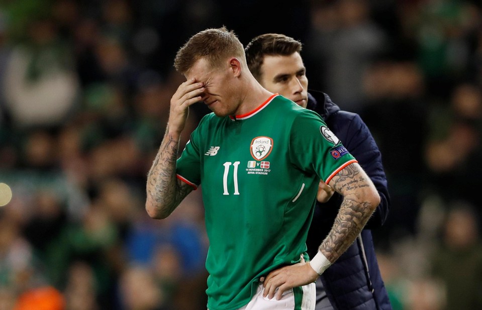 James McClean, who conceded the penalty that resulted in Denmark's fifth goal, is gutted at the final whistle