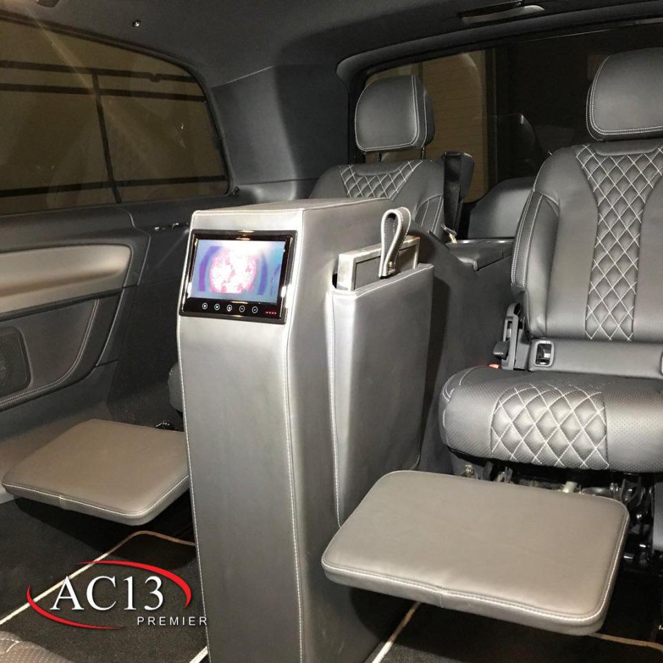  The luxury cab comes with flat screen TVs, a surround sound system and hand-stitched leather seats