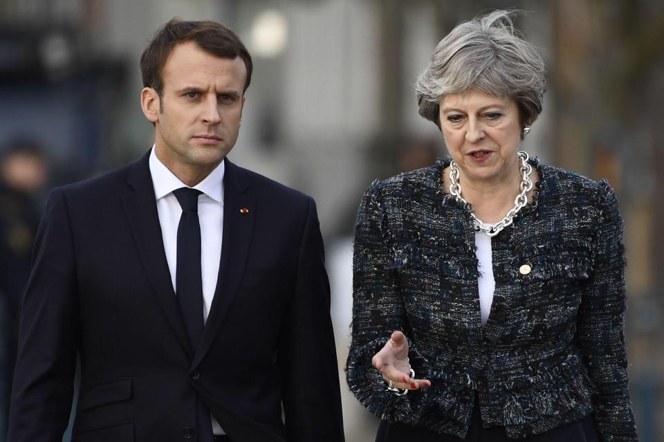  Theresa May has been meeting European leaders including Emmanuel Macron in Gothenburg