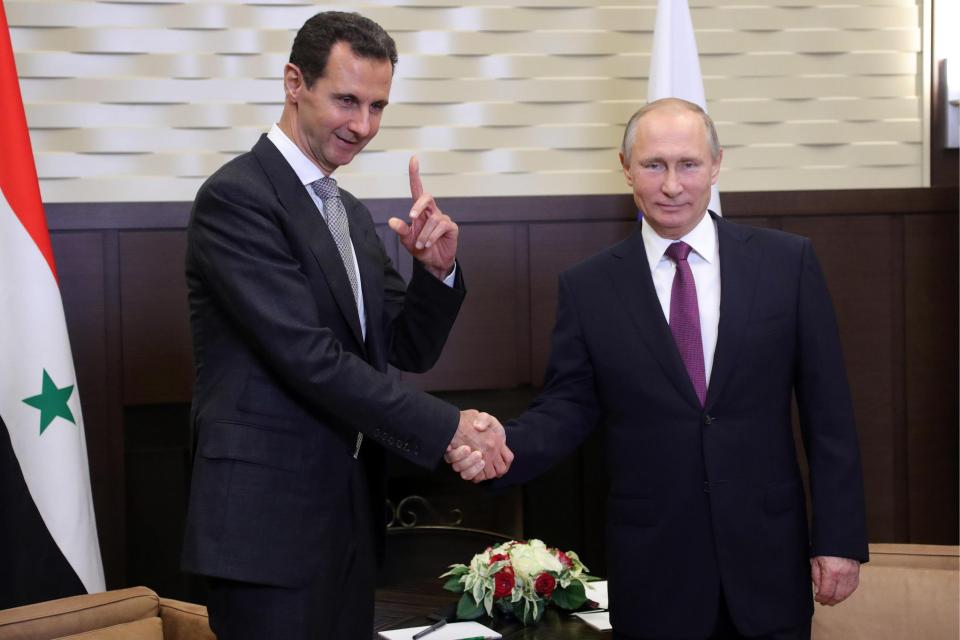 Assad thanked Putin for 'saving' Syria during a visit by the Russian despot in 2017