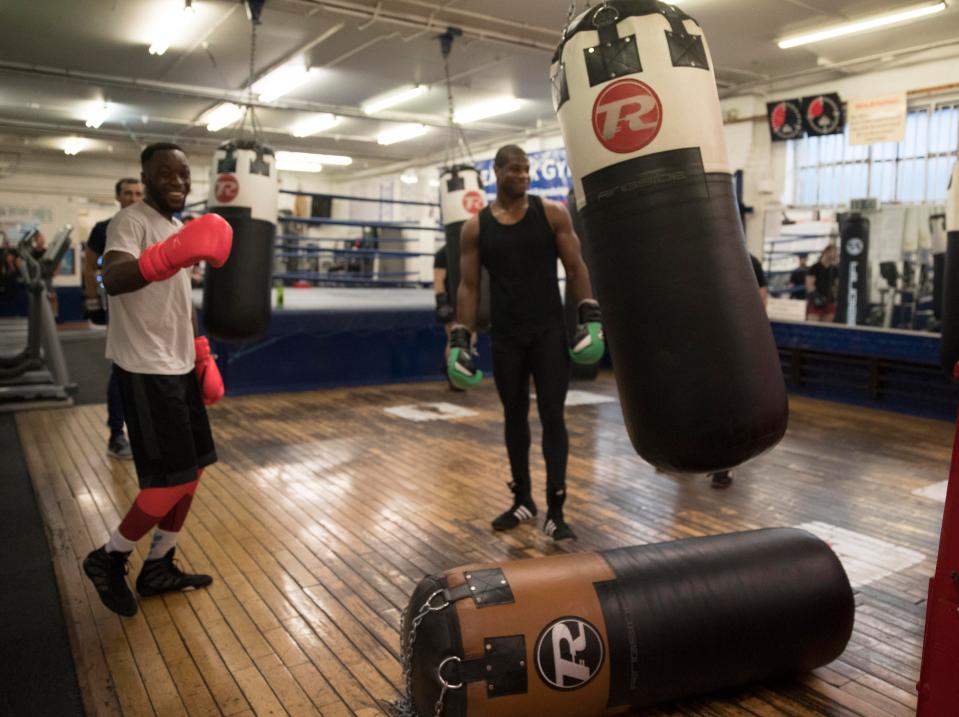  Daniel Dubois has a nasty happy of knocking punchbags off the ceiling