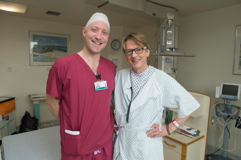  Patient David Ferris, 66, poses with Dr Shaw after completing the procedure