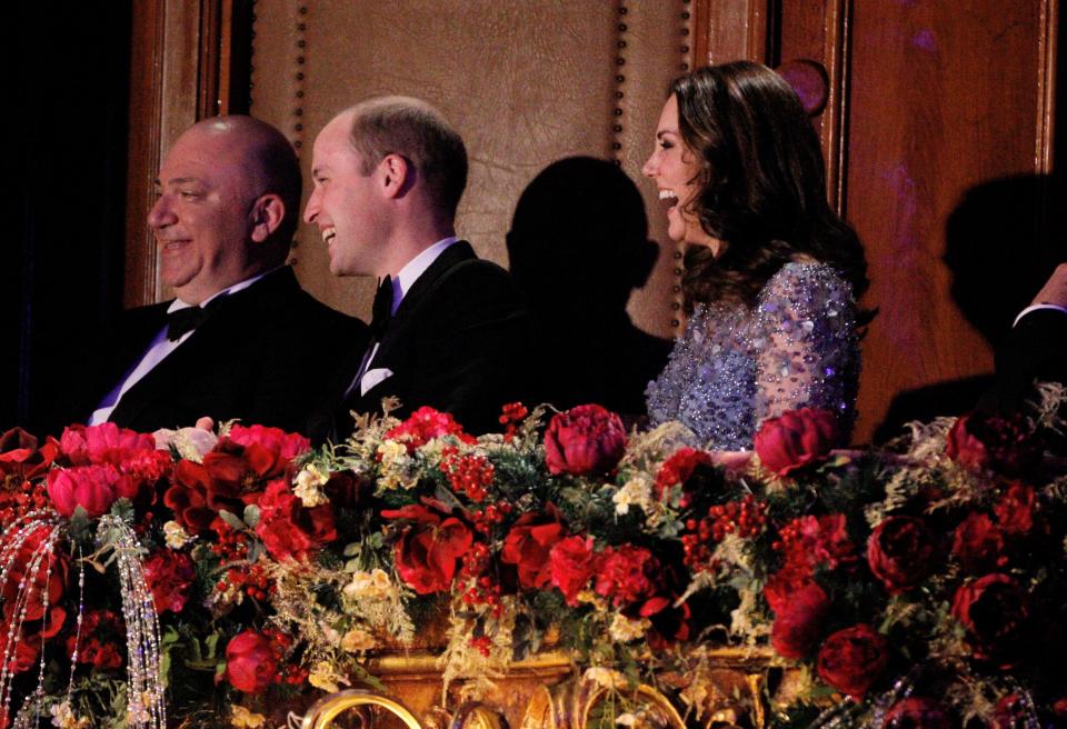  The royals appeared to be having a good night, with the Duke and Duchess bursting into laughter