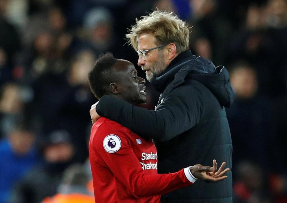 Sadio Mane looked animated when talking to Jurgen Klopp after the game