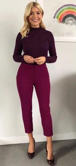  Holly posted details of these M&S maroon slim-leg trousers, priced at £45, for her fans