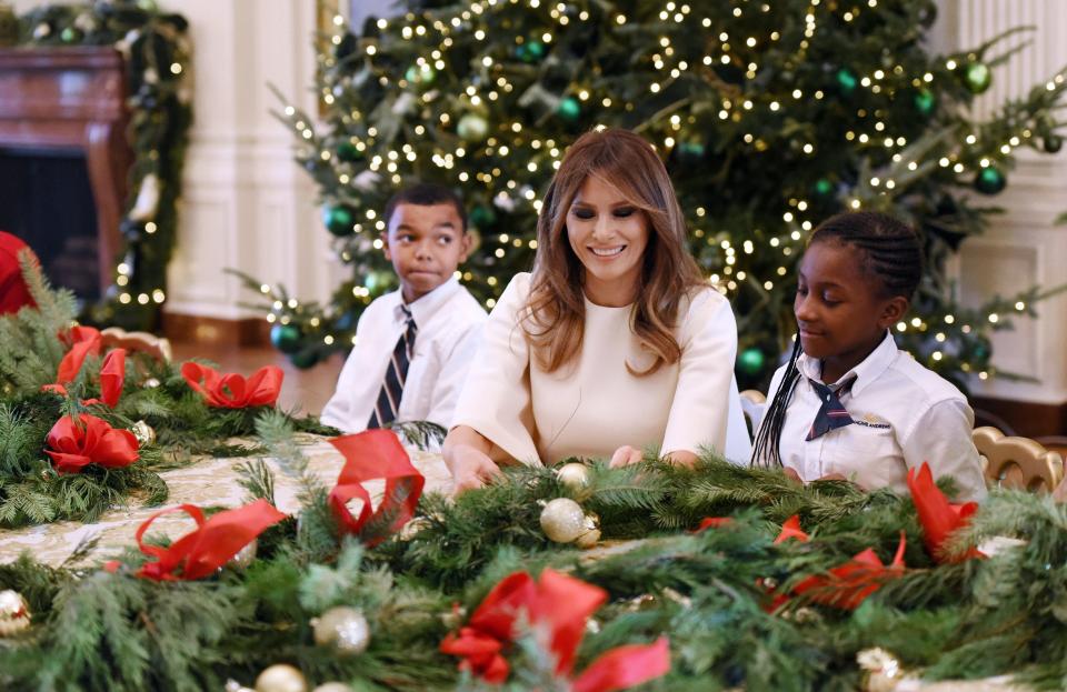  Melania sits down for some arts and crafts