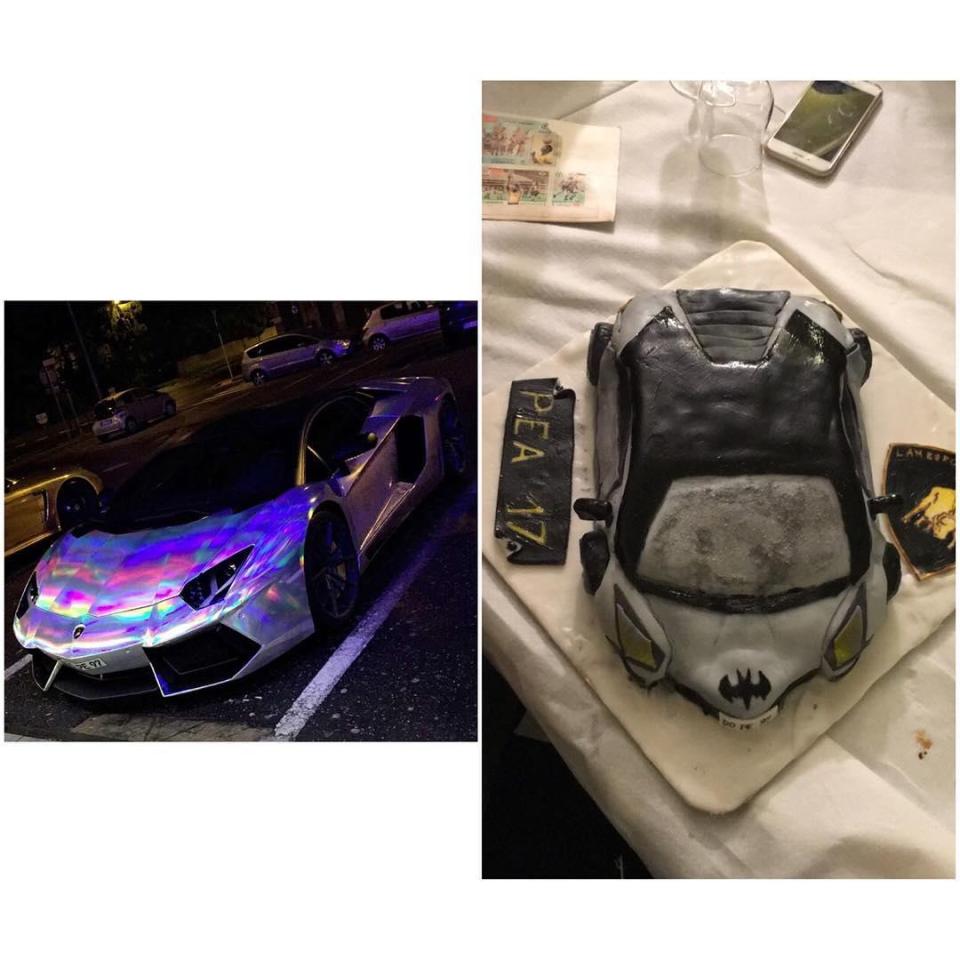 Pierre-Emerick Aubameyang is such a fan of his 'Batmobile', it was his last birthday cake