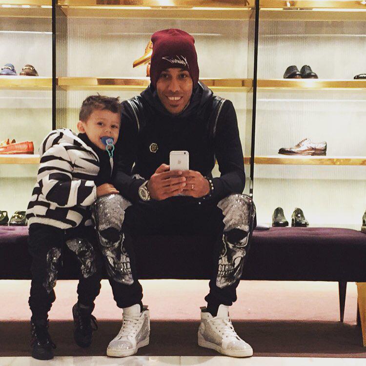 Pierre-Emerick Aubameyang regularly posts Instagram pictures including his eldest son Curtys