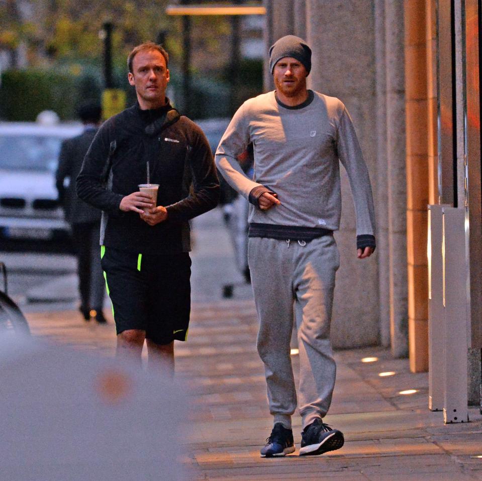  Prince Harry wore a tracksuit the day after the engagement announcement while visiting a gym in London's Chelsea