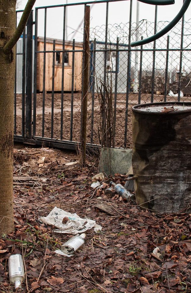  Vodka bottles are littered around at Repino, the Russian town that will host England