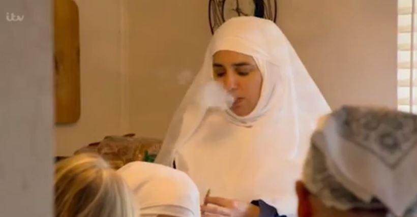  She was joined by nuns at the smoking session