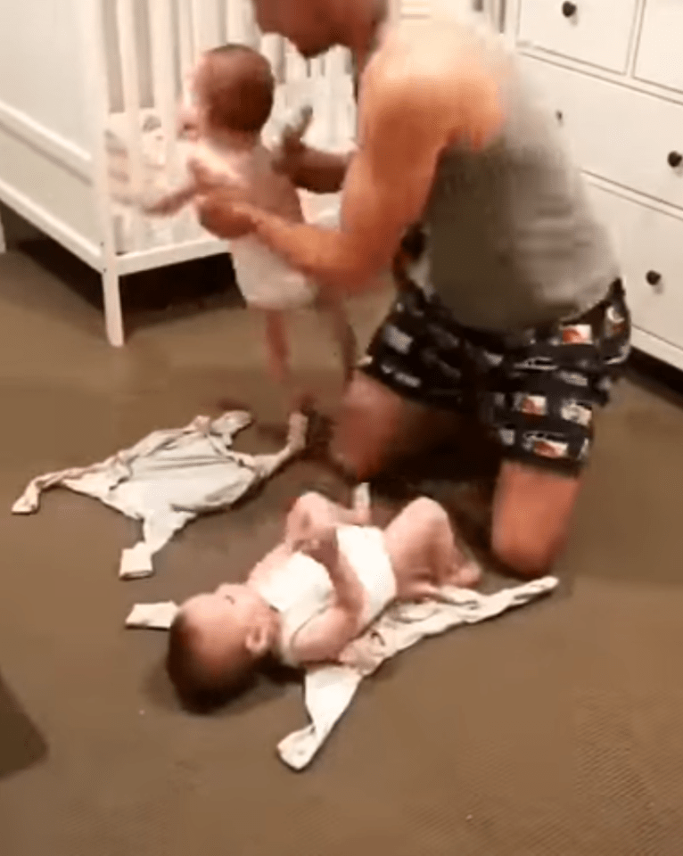  The dad attempts to keep them in the same place at once, but epicly fails