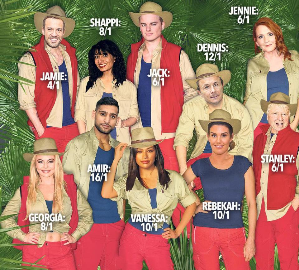  Celebs. . . as they might look in their jungle gear — and their odds of winning