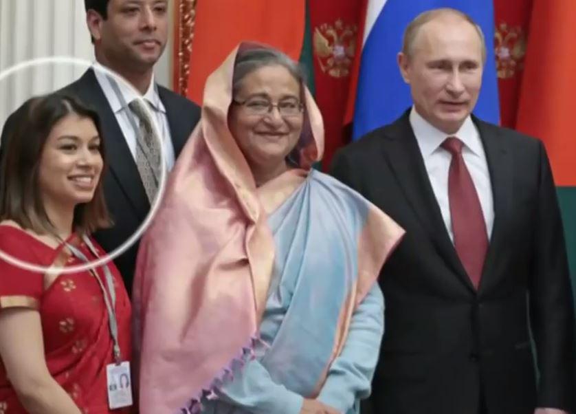  Ms Siddiq with her aunt Sheikh Hasina during a meeting with Vladimir Putin