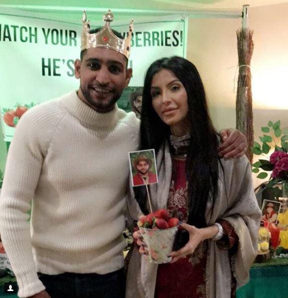 Amir Khan was reunited with his wife Faryal Makhdoom at a strawberry-themed jungle party