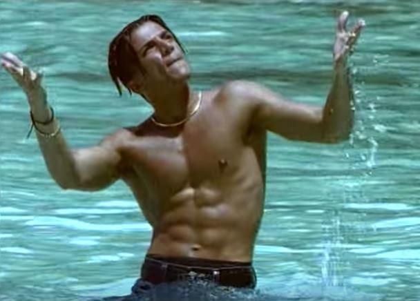  Pete famously appeared topless and showed off his ripped abs in the nineties video