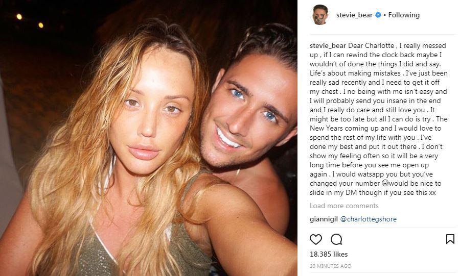  Bear posted a series of loved up selfies online to try and win back his ex-girlfriend Charlotte