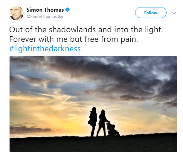  Simon Thomas posted this image on Twitter of his wife Gemma