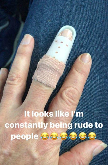  Davina also revealed that she'd hurt her finger and it looks like she's permanently swearing