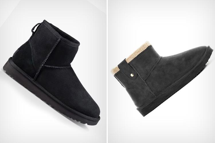  The £145 Ugg's, left, could easily be replaced by the £39.95 Blackfox Waterproof ladies ankle boots