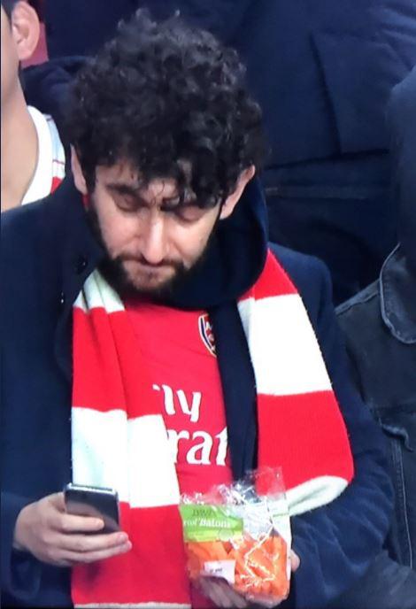  An Arsenal fan was spotted eating a bag of carrots at the Emirates