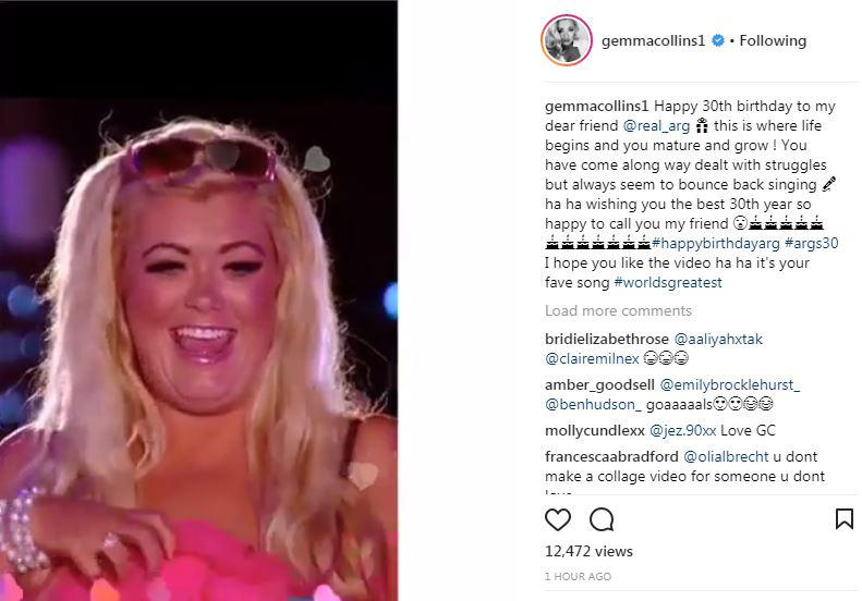  The montage also featured a clip of Gemma telling Arg he'll never get her candy