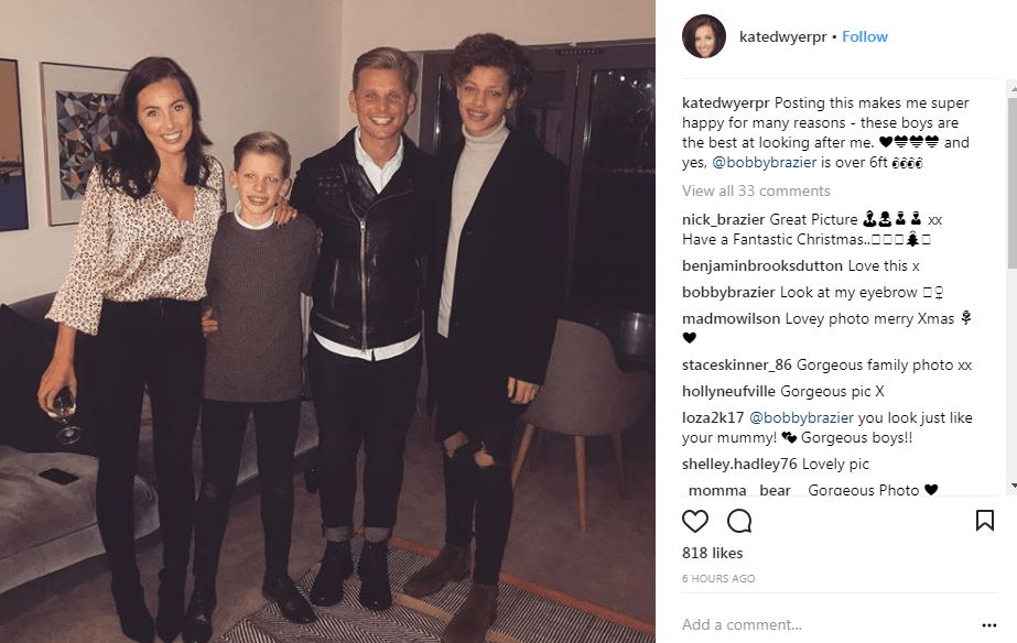  Jeff Brazier's fiancee, Kate Dwyer, has shared the first-ever family photo with his sons Freddy and Bobby