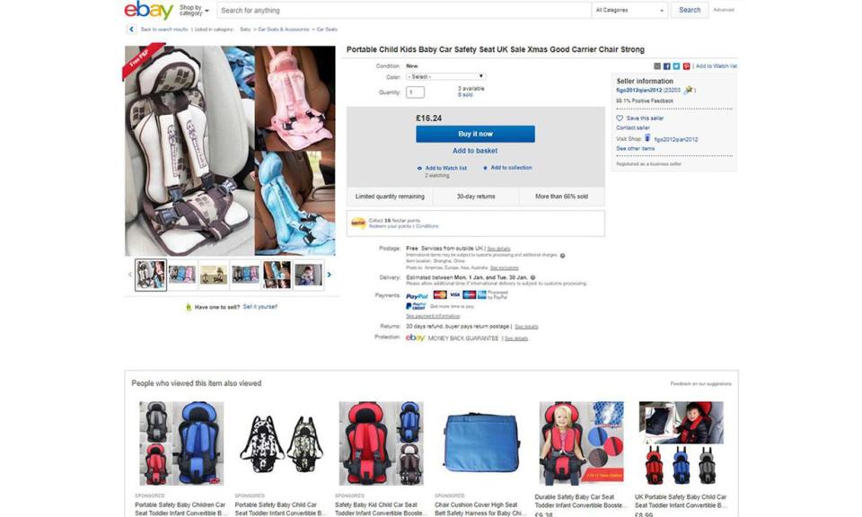 Which? found dangerous car seats on sale on Ebay