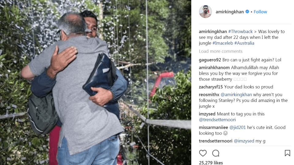 Amir confessed he was happy to see his dad in the Instagram pic