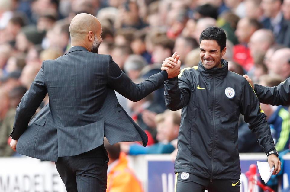 Pep Guardiola praised coach Mikel Arteta for his work with Raheem Sterling this season