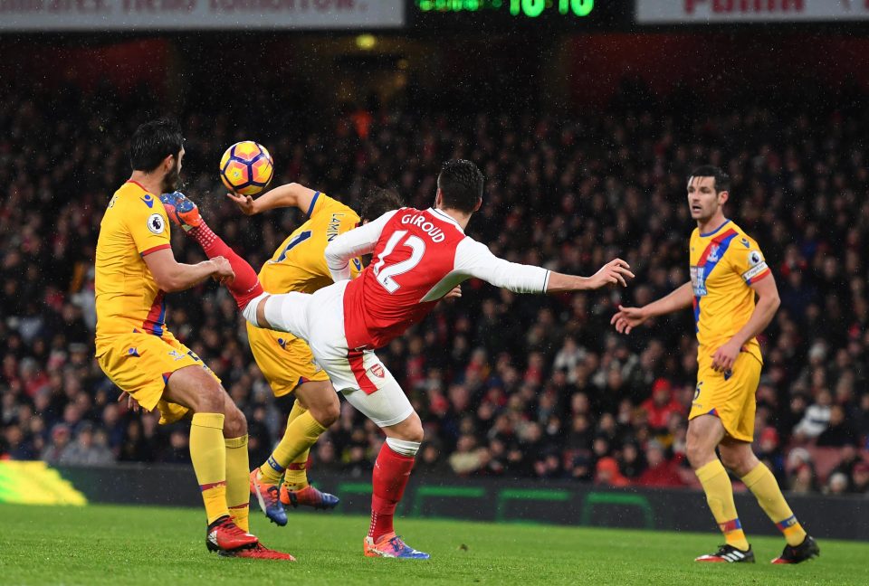  Olivier Giroud scored his scorpion goal against Crystal Palace on January 1