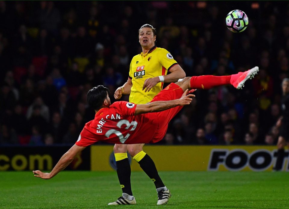  Emre Can turned on the style with a brilliant overhead kick against Watford