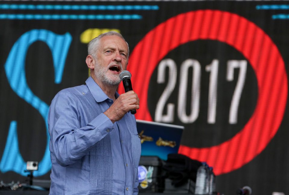  Crowd pleaser . . . Corbyn on stage at Glastonbury