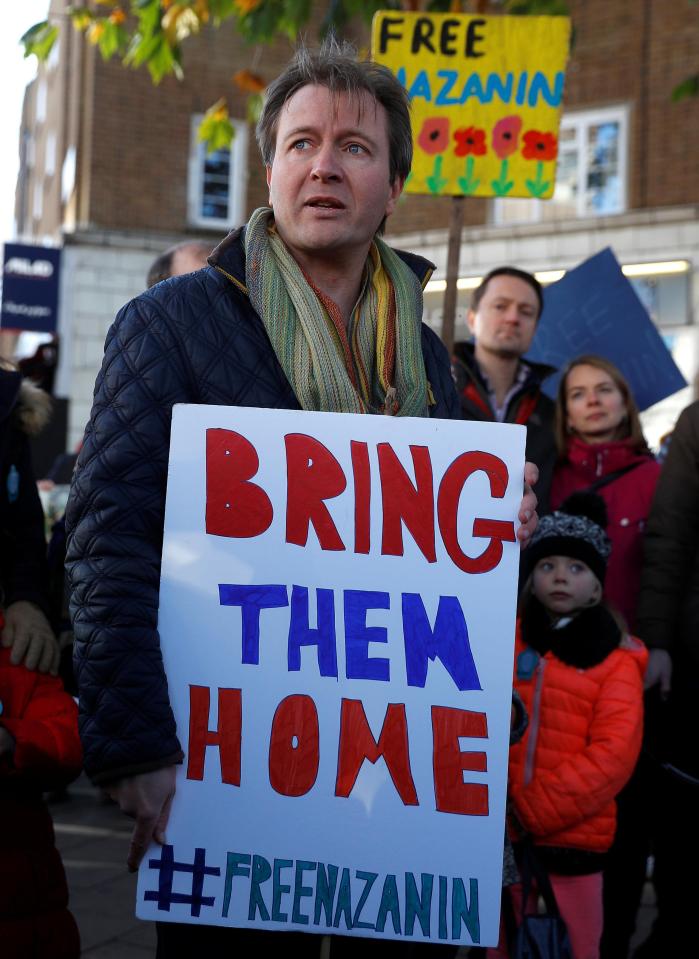  The father Richard pictured at a demo for his wife's release