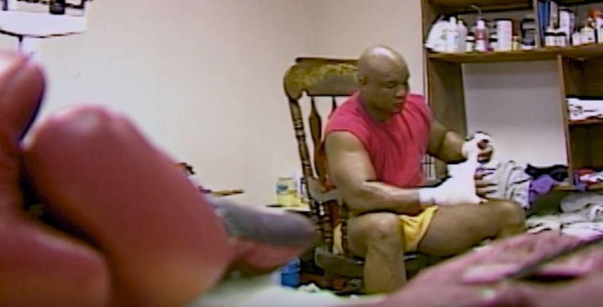  The archive footage of George Foreman preparing for matches is visceral stuff