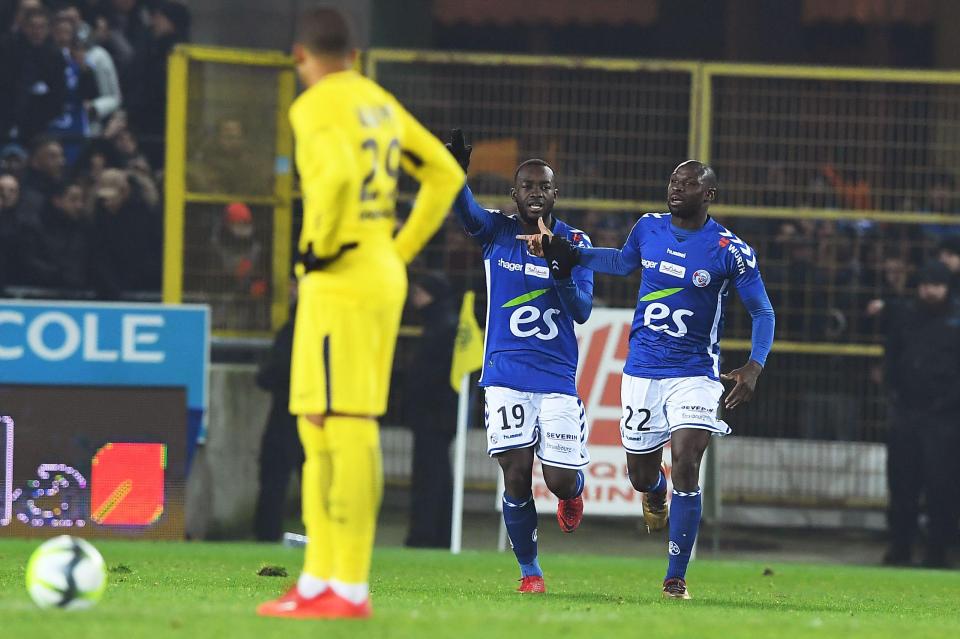  Stephane Bahoken celebrates his sides second goal