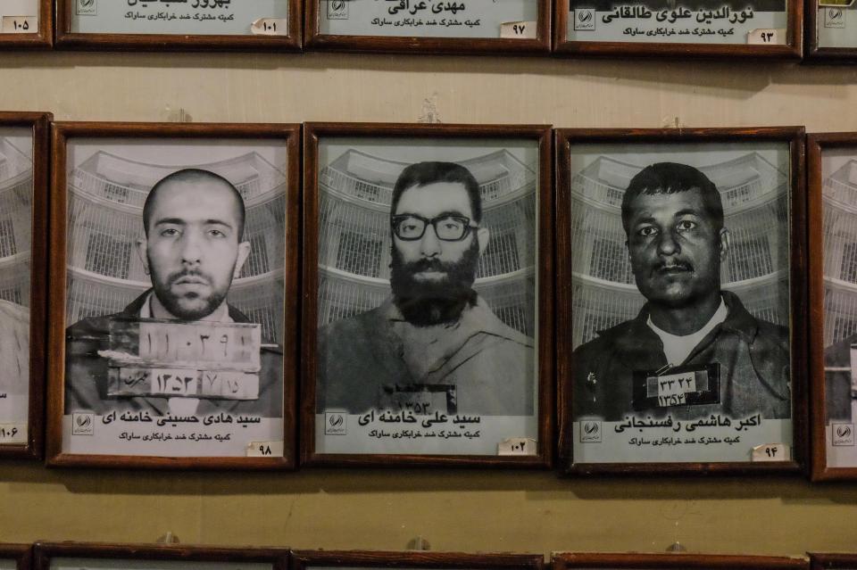  Mug shots of former inmates including former Iranian President Akbar Hashemi Rafsanjani (far right) and current Supreme Leader Ayatollah Ali Khamenei (middle)