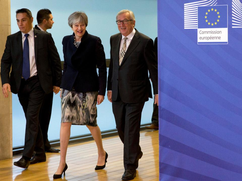  Theresa May in Brussels this week with Jean-Claude Juncker