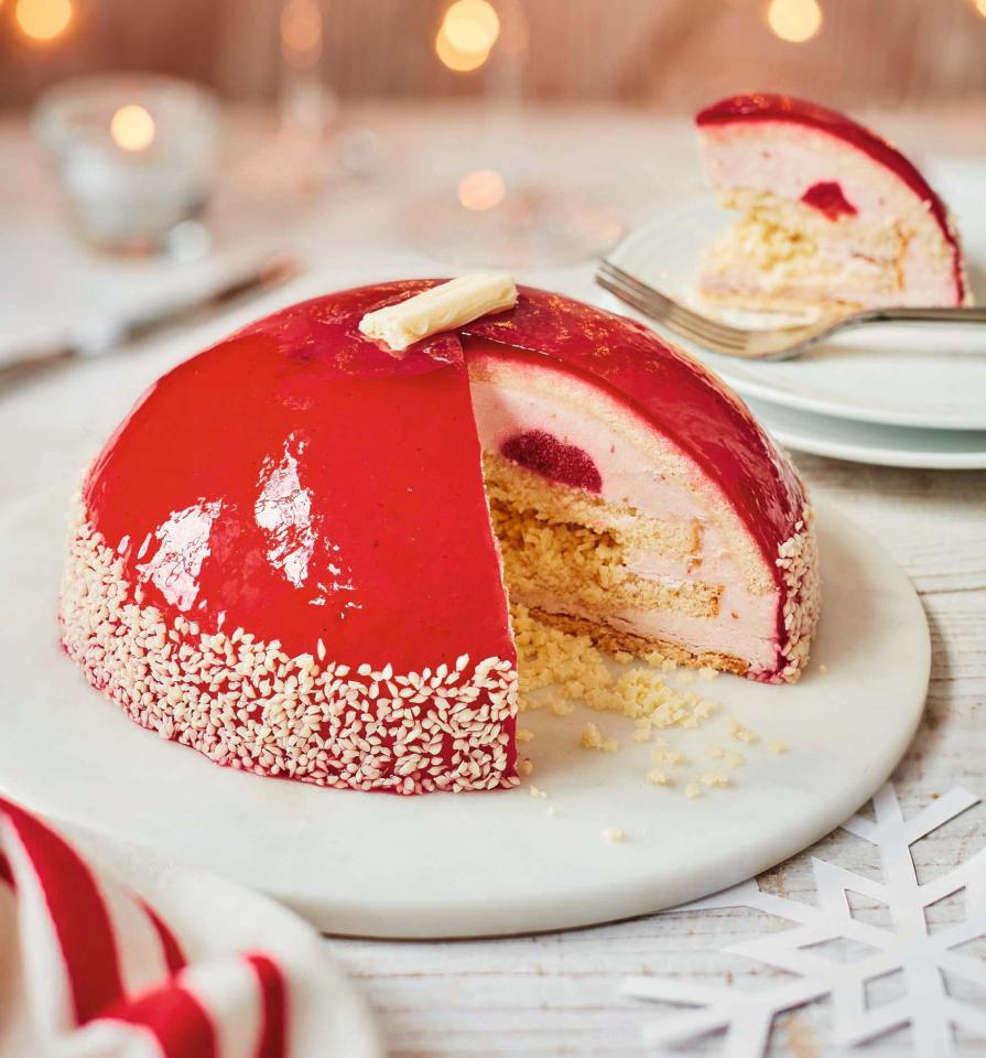  Tesco Raspberry & White Chocolate Dome Gateau will end your dinner on a high