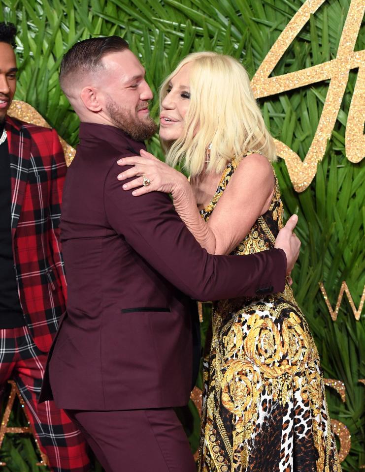 Conor was also seen hugging fashion designer Donatella Versace