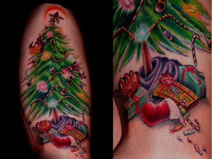  This tatt fan can carry his Christmas tree wherever he goes thanks to this vibrant design