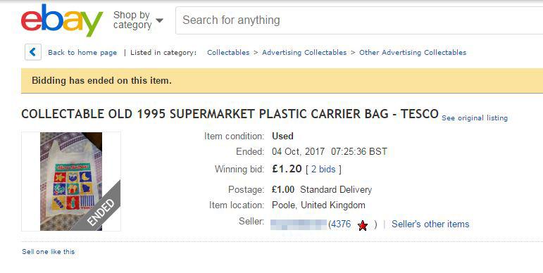  One Christmas edition bag from 1995 was auctioned off for £1.20