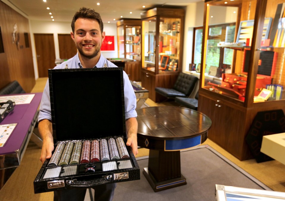 Elliott Parker has created a £60,000 alligator-skin poker set for his billionaire client