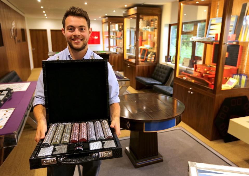  Elliott Parker has created a £60,000 alligator-skin poker set for his billionaire client