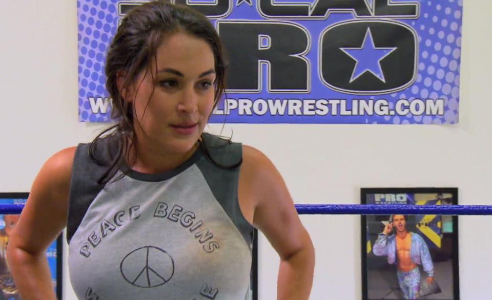  Brie looked in great shape as she practised a few basic moves while training in the ring