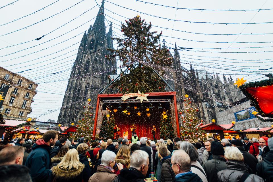  Bands play at the main market by the cathedral every day